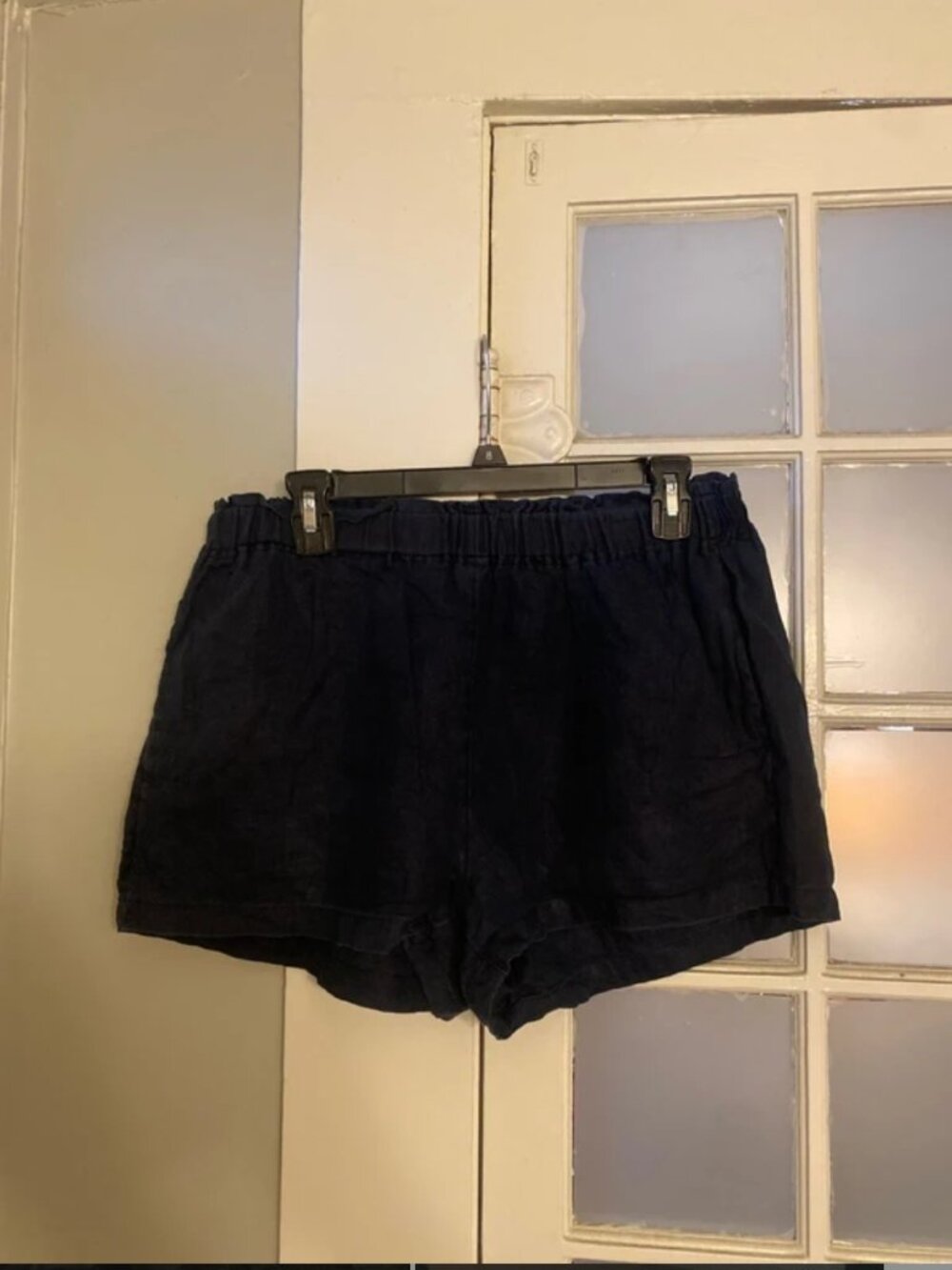 Quince 100% European Linen Lounge Pajama Shorts Medium Navy Blue